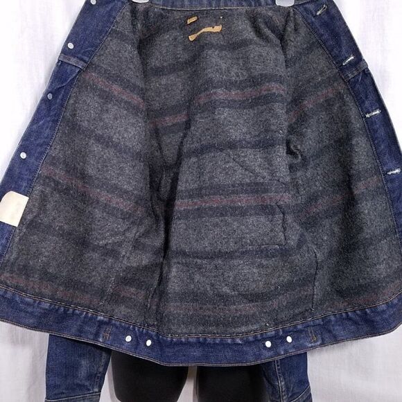 Harley Owners Group Levis Denim Trucker Jacket Vintage Hog Troy Blanket Small - Picture 6 of 8